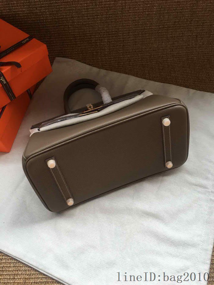 愛馬仕HERMES Birkin 鉑金包 大象灰 進口小牛皮 金銀扣 皮質細膩柔軟 時尚女手提包  tdher1142